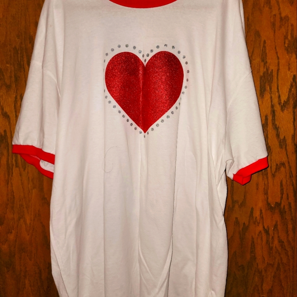 Ringer Heart Sparkle Tshirt 3X Harry Styles